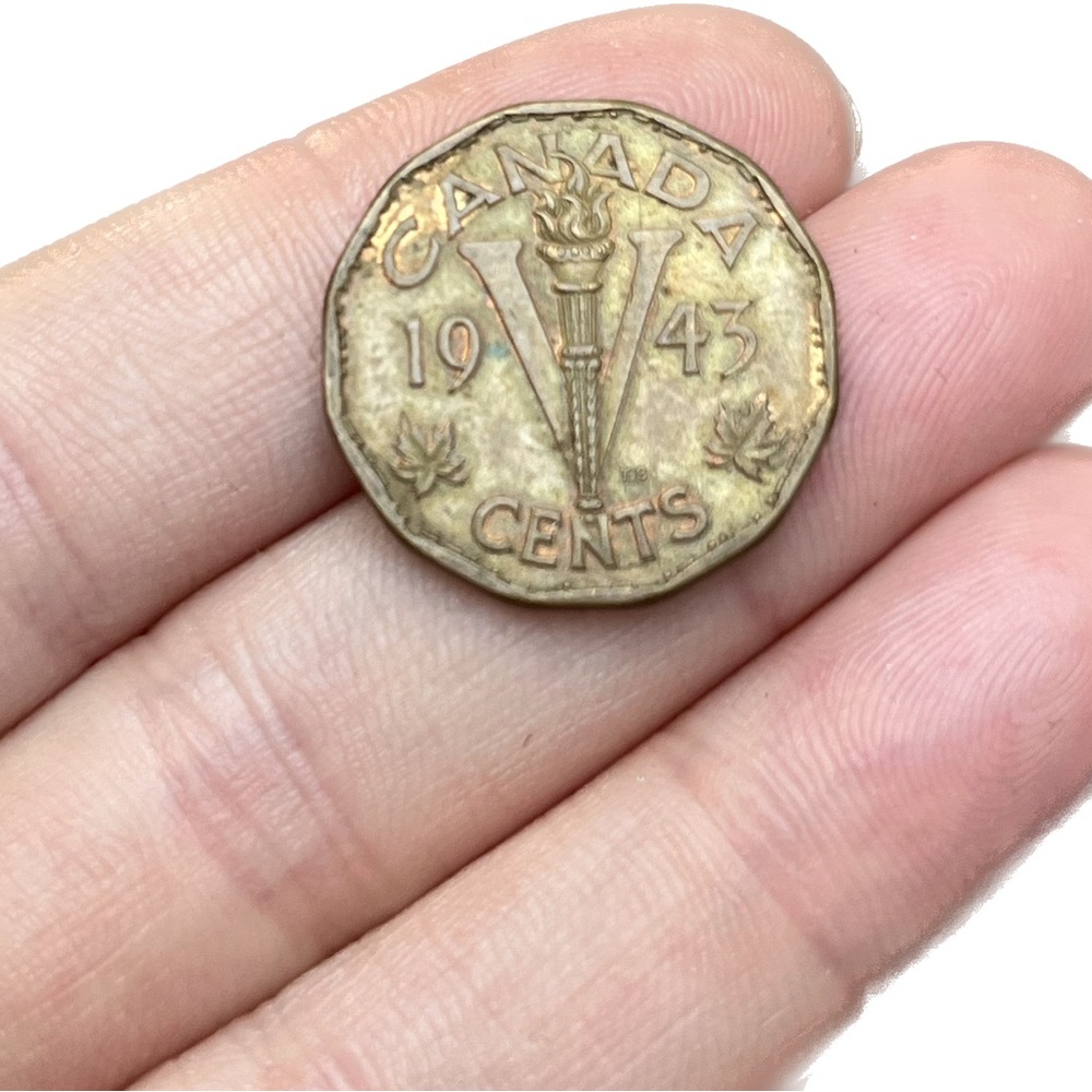 🎈$10 add on - 1943 VICTORY Tombac CANADA 5 CENTS - George VI